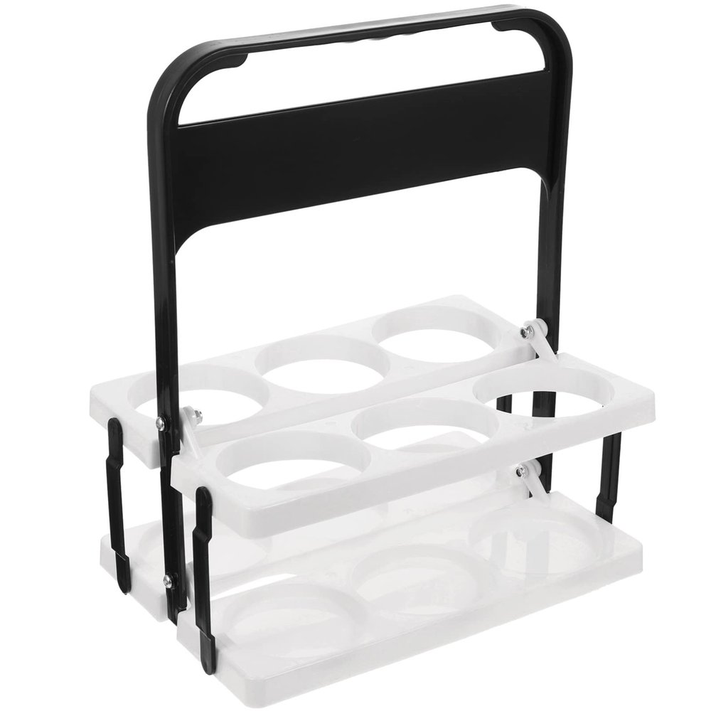 Hemoton Plastic Beer Basket Handheld Beer Holder Beer Bottle Carrier Foldable Beer Rack Reusable Drink Carrier with Handle Beer Bottle Bucket Holder for Daily Use and Party Black White