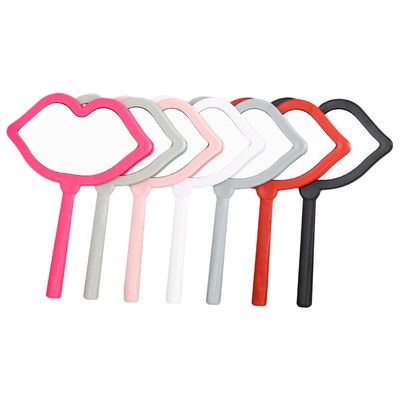 Beavorty Travel Makeup Mirror 7Pcs Handheld Cosmetic Mirrors Lip Shaped Makeup Household Desktop with Handle Portable Vanity for Travel Home Hand