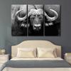 3 Panels Black and White Animals Canvas Painting House Decoration Buffalo Wall Art Wildlife Home Decor for Living Room Bedroom Cattle Gazing Poster Pictures Modern Office Wall Dcor (60"Wx40"H) view 4