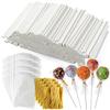 1200Pcs White Lollipop Sticks, 6IN Cake Pop Sticks with Clear Treat Bags & Gold Twist Ties for Candy Making Accessories view 1