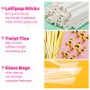 1200Pcs White Lollipop Sticks, 6IN Cake Pop Sticks with Clear Treat Bags & Gold Twist Ties for Candy Making Accessories view 3