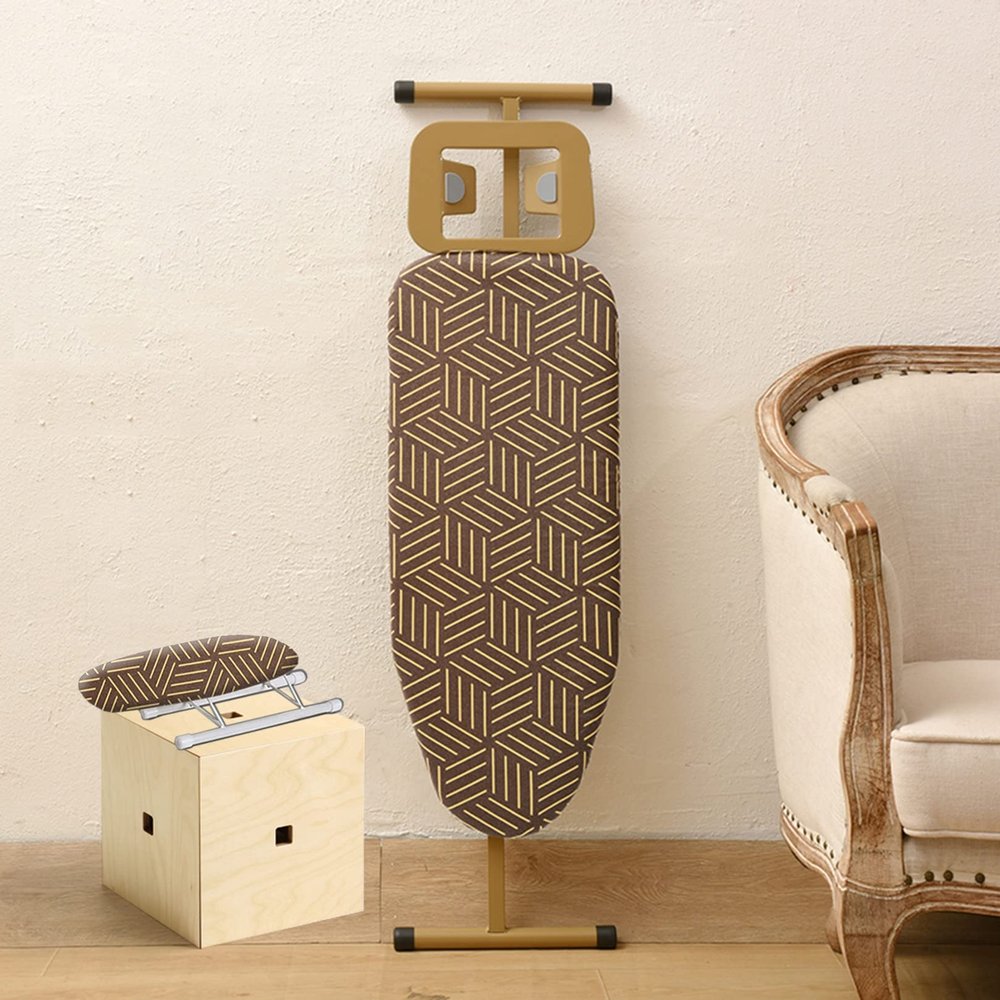 Ironing Board with T-Leg,Ironing Boards Golden Frame Height Adjustable, Foldable, Steam Iron Rest, 100% Cotton Cover with Extra-Thick Pad for Comfortable Ironing,for Home Laundry Rooms or Dorms ( Colo
