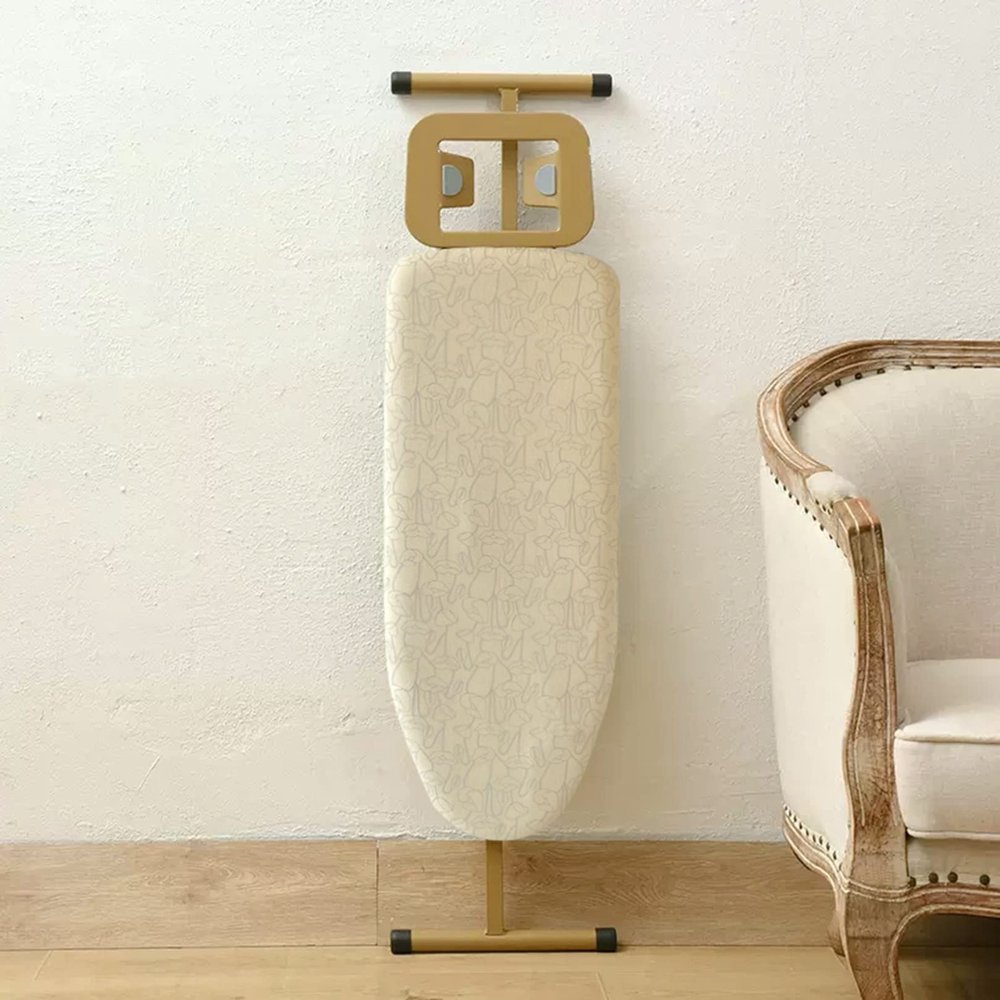 Golden Frame Ironing Board with T-Leg,Ironing Boards Height Adjustable, Foldable, Steam Iron Rest, 100% Cotton Cover with Extra-Thick Pad for Comfortable Ironing,for Home Laundry Rooms or Dorms ( Colo
