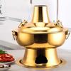 Chafing Dishes Stainless Steel Hotpot Chinese Charcoal Hotpot Split Household Traditional Charcoal Hotpot Lamb Outdoor Picnic Pot (Color : Gold, Size : 32cm) view 4