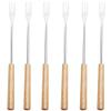 6-Piece Stainless Steel Fondue Forks Set with Wooden Handles 10.23 Inch Long Chocolate and Cheese Dipping Forks for Home Parties Camping and Outdoor Entertaining view 1