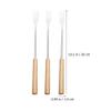 6-Piece Stainless Steel Fondue Forks Set with Wooden Handles 10.23 Inch Long Chocolate and Cheese Dipping Forks for Home Parties Camping and Outdoor Entertaining view 2