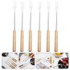 6-Piece Stainless Steel Fondue Forks Set with Wooden Handles 10.23 Inch Long Chocolate and Cheese Dipping Forks for Home Parties Camping and Outdoor Entertaining view 3