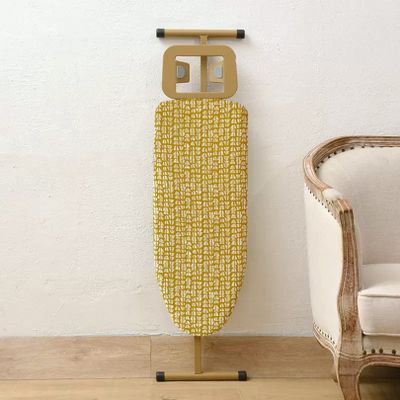 Golden Frame Ironing Board with T-Leg,Ironing Boards Height Adjustable, Foldable, Steam Iron Rest, 100% Cotton Cover with Extra-Thick Pad for Comfortable Ironing,for Home Laundry Rooms or Dorms ( Colo
