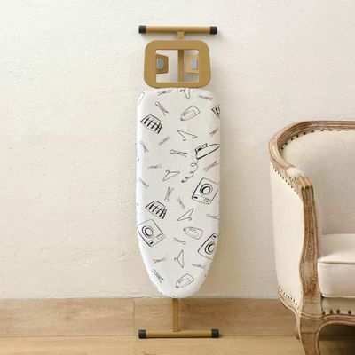Golden Frame Ironing Board with T-Leg,Ironing Boards Height Adjustable, Foldable, Steam Iron Rest, 100% Cotton Cover with Extra-Thick Pad for Comfortable Ironing,for Home Laundry Rooms or Dorms ( Colo
