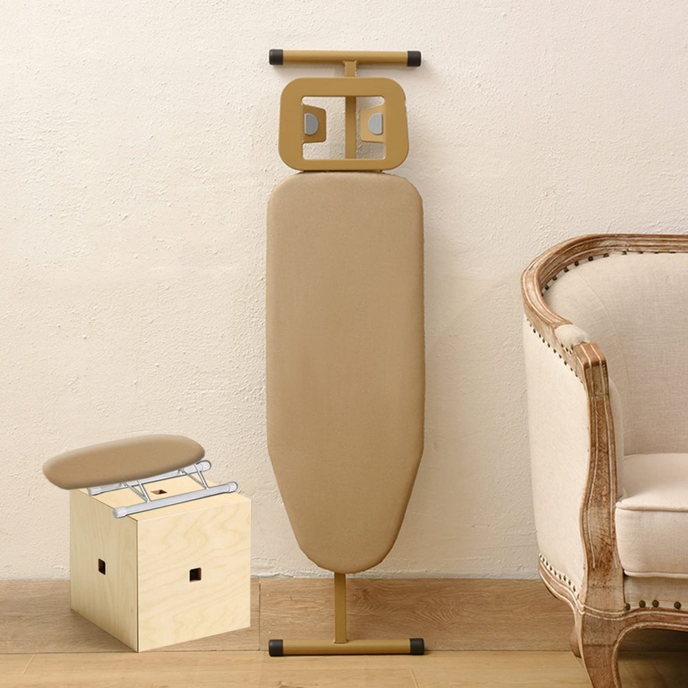 Ironing Board with T-Leg,Ironing Boards Golden Frame Height Adjustable, Foldable, Steam Iron Rest, 100% Cotton Cover with Extra-Thick Pad for Comfortable Ironing,for Home Laundry Rooms or Dorms ( Colo