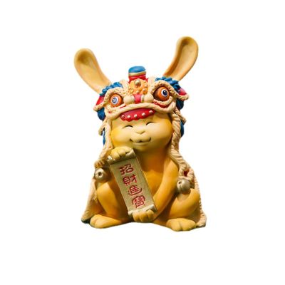 Copper Zodiac Rabbit Sculpture,Exquisite Animal Cartoon Lion Rabbit Statue Crafts Desktop Ornament Office Home Living Room Bookshelf Wine Cabinet Decor Accessories