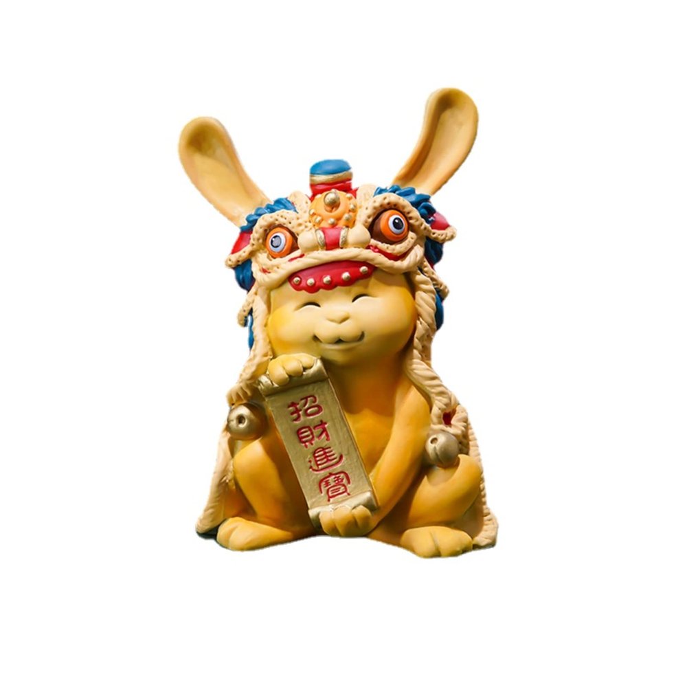 Copper Zodiac Rabbit Sculpture,Exquisite Animal Cartoon Lion Rabbit Statue Crafts Desktop Ornament Office Home Living Room Bookshelf Wine Cabinet Decor Accessories