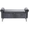 Doublewin 47-inch Modern Storage Bench for Bedroom End of Bed, Upholstered Tufted Window Bench with Arms and Safety Hinge, Grey Velvet Storage Ottoman for Living Room, Entryway view 1