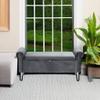 Doublewin 47-inch Modern Storage Bench for Bedroom End of Bed, Upholstered Tufted Window Bench with Arms and Safety Hinge, Grey Velvet Storage Ottoman for Living Room, Entryway view 2