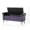 Doublewin 47-inch Modern Storage Bench for Bedroom End of Bed, Upholstered Tufted Window Bench with Arms and Safety Hinge, Grey Velvet Storage Ottoman for Living Room, Entryway view 3