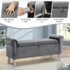 Doublewin 47-inch Modern Storage Bench for Bedroom End of Bed, Upholstered Tufted Window Bench with Arms and Safety Hinge, Grey Velvet Storage Ottoman for Living Room, Entryway view 4