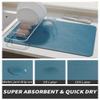 AMOAMI-Coffee Mat Hide Stain Rubber Backed Absorbent Dish Drying Mat for Kitchen Counter-Coffee Bar Accessories Fit Under Maker Machine Pot Espresso Machine Dish Rack Blue view 3