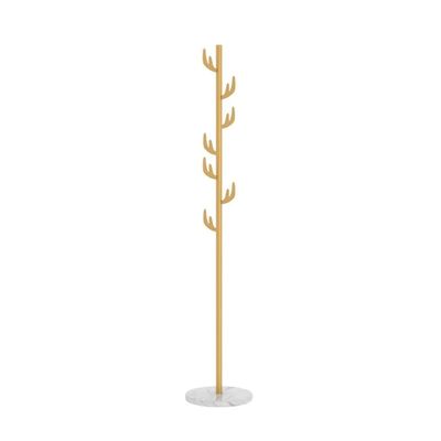 VNABO Metal Coat Rack Marble Round Base Coat Stand Vertical Retro Coat Rack Tree 66inch for Household Hanging Hats Coats Keys