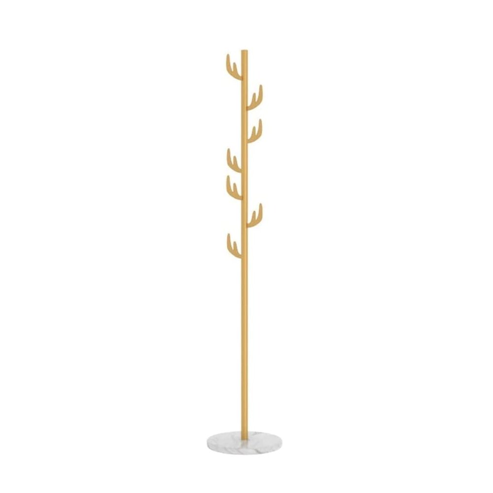VNABO Metal Coat Rack Marble Round Base Coat Stand Vertical Retro Coat Rack Tree 66inch for Household Hanging Hats Coats Keys
