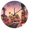 Wooden Decorative Wall Clock USA City Los Angeles Wall Clock Silent Non-Ticking Wooden Wall Clocks American City in California Round Wall Clock City Souvenir Clocks for Home 15inch view 1