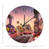 Wooden Decorative Wall Clock USA City Los Angeles Wall Clock Silent Non-Ticking Wooden Wall Clocks American City in California Round Wall Clock City Souvenir Clocks for Home 15inch view 2