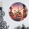 Wooden Decorative Wall Clock USA City Los Angeles Wall Clock Silent Non-Ticking Wooden Wall Clocks American City in California Round Wall Clock City Souvenir Clocks for Home 15inch view 3