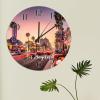 Wooden Decorative Wall Clock USA City Los Angeles Wall Clock Silent Non-Ticking Wooden Wall Clocks American City in California Round Wall Clock City Souvenir Clocks for Home 15inch view 4
