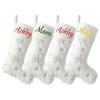 Amidaky Personalized Christmas Stockings 6 Pack White Faux Fur Christmas Stockings Customized with Names Embroidered Silver Snowflake Large for Family Holiday Xmas Party Decorations view 2