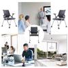 Comfortable Folding Chair with Wheels Desk Chairs for Bedroom,Ergonomic Home Office Foldable Office Chair with PU Leather Padded Seats Small Spaces,Gaming Foldable armrest,360 Degree Rotation,Black view 4