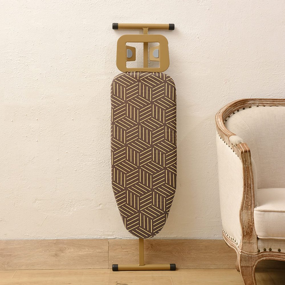 Golden Frame Ironing Board with T-Leg,Ironing Boards Height Adjustable, Foldable, Steam Iron Rest, 100% Cotton Cover with Extra-Thick Pad for Comfortable Ironing,for Home Laundry Rooms or Dorms ( Colo