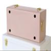 Vixdonos Metal Trunks College Dorm Steel Chests Decorative Storage Box Set of 2 Bedroom Organizer for Home Decor,23.7X14.2X9.5 Inches(Pink and White) view 3