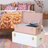 Vixdonos Metal Trunks College Dorm Steel Chests Decorative Storage Box Set of 2 Bedroom Organizer for Home Decor,23.7X14.2X9.5 Inches(Pink and White) view 4