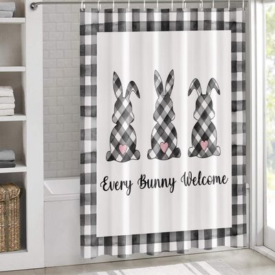 ZFUNCING Shower Curtain for Bathroom Easter Spring Bunny Rabbit Waterproof Bath Curtains Grommet Shower Curtains with Hooks for Bathtubs Toilet Decor 6072in Black White Buffalo Checkered