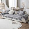 XSlive Boho Ruffles Couch Cover Cotton Quilted Sofa Covers Soft Embroidery Sectional Couch Cover Anti Slip Washable Sofa Slipcover Furniture Cover for Kids Dogs Cats (Light Gray,36"x36") view 3