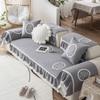 XSlive Boho Ruffles Couch Cover Cotton Quilted Sofa Covers Soft Embroidery Sectional Couch Cover Anti Slip Washable Sofa Slipcover Furniture Cover for Kids Dogs Cats (Light Gray,36"x36") view 4