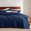 Bedsure Twin Quilt - Ultra Soft Twin XL Quilt Bedding for Dorm Decor, Lightweight All-Season Comforter, Navy Blue Bedspread Coverlet with Clover Pattern, 68 x 86 Inches view 1