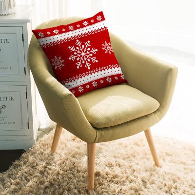 16x16 Inch Invisible Zipper Pillowcase - Simple Christmas Snowflake Texture Red Pillow Covers Breathable Cool Cushion Covers for Couch Sofa Bed