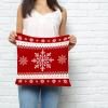 16x16 Inch Invisible Zipper Pillowcase - Simple Christmas Snowflake Texture Red Pillow Covers Breathable Cool Cushion Covers for Couch Sofa Bed view 3