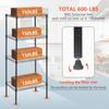 4-Tier Wire Shelving Unit, Adjustable Storage Shelves with 4 PP Sheets, Standing Unit - 600 lbs Capacity, 17.3 x 11.4 x 43.9 Inches, Black view 3