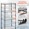 4-Tier Wire Shelving Unit, Adjustable Storage Shelves with 4 PP Sheets, Standing Unit - 600 lbs Capacity, 17.3 x 11.4 x 43.9 Inches, Black view 4