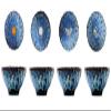 Blue Tenmokus Tea Cups Set of 4, Handmade Ceramic Jianzhan Tea Cup with 3d Silver Decorations Inlay in Bottom, 4 oz Traditional Asian Small Teacups for Gongfu Zen Tea Cermony, Art Deco and Collection view 1