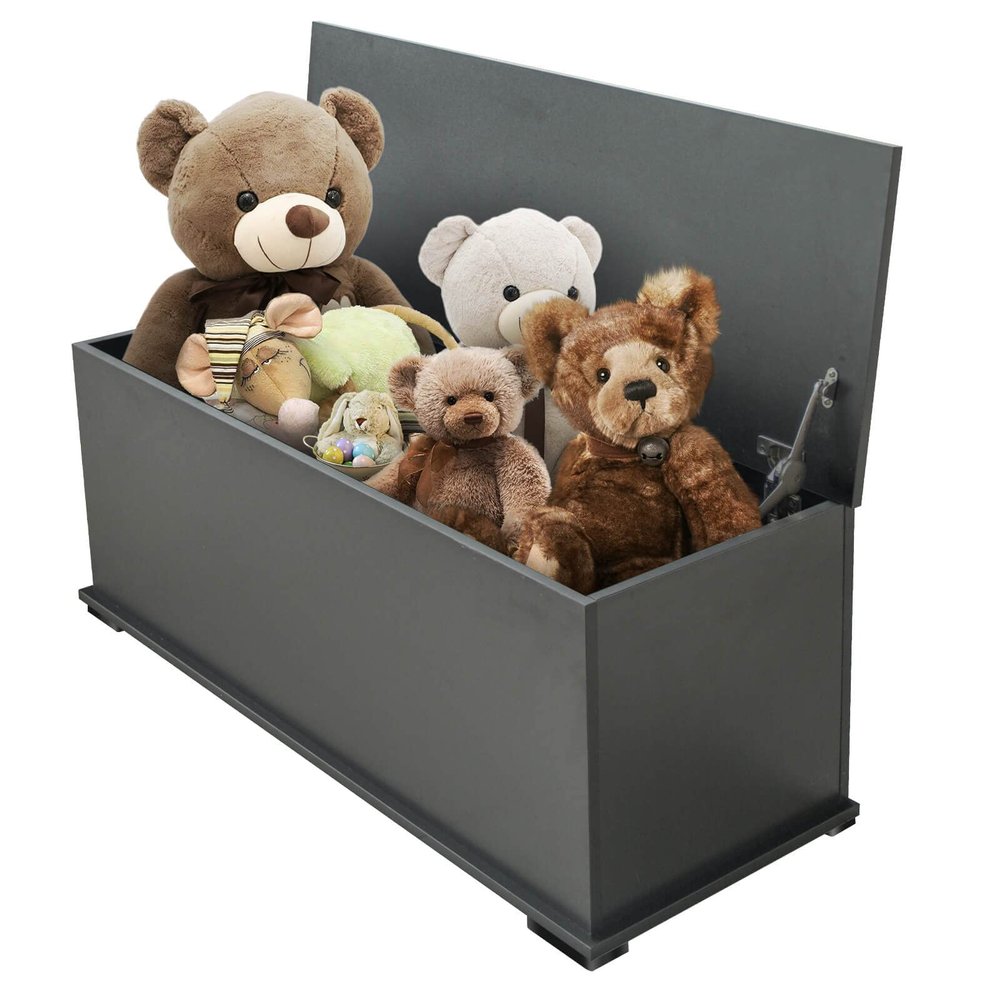 Lestar 40" Storage Chest Trunk, Large Storage Trunk, Wood Chest, Toy Box Organizer (Black)