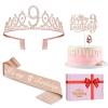 9th Birthday Decorations for Girl Including Sash, Crown, Numeral Candle and Cake Topper, 9 Year Old Girls Party Favor Supplies view 1