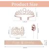 9th Birthday Decorations for Girl Including Sash, Crown, Numeral Candle and Cake Topper, 9 Year Old Girls Party Favor Supplies view 2