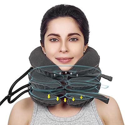 Cervical Traction Gadget Neck Support Inflatable Pillow Adjustable Neck Stretcher Three-Layer Inflatable Neck Pillow
