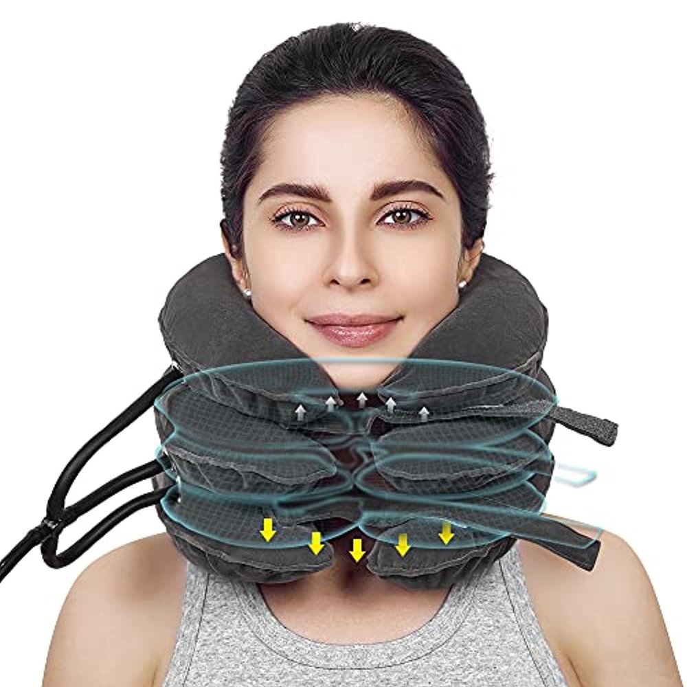 Cervical Traction Gadget Neck Support Inflatable Pillow Adjustable Neck Stretcher Three-Layer Inflatable Neck Pillow