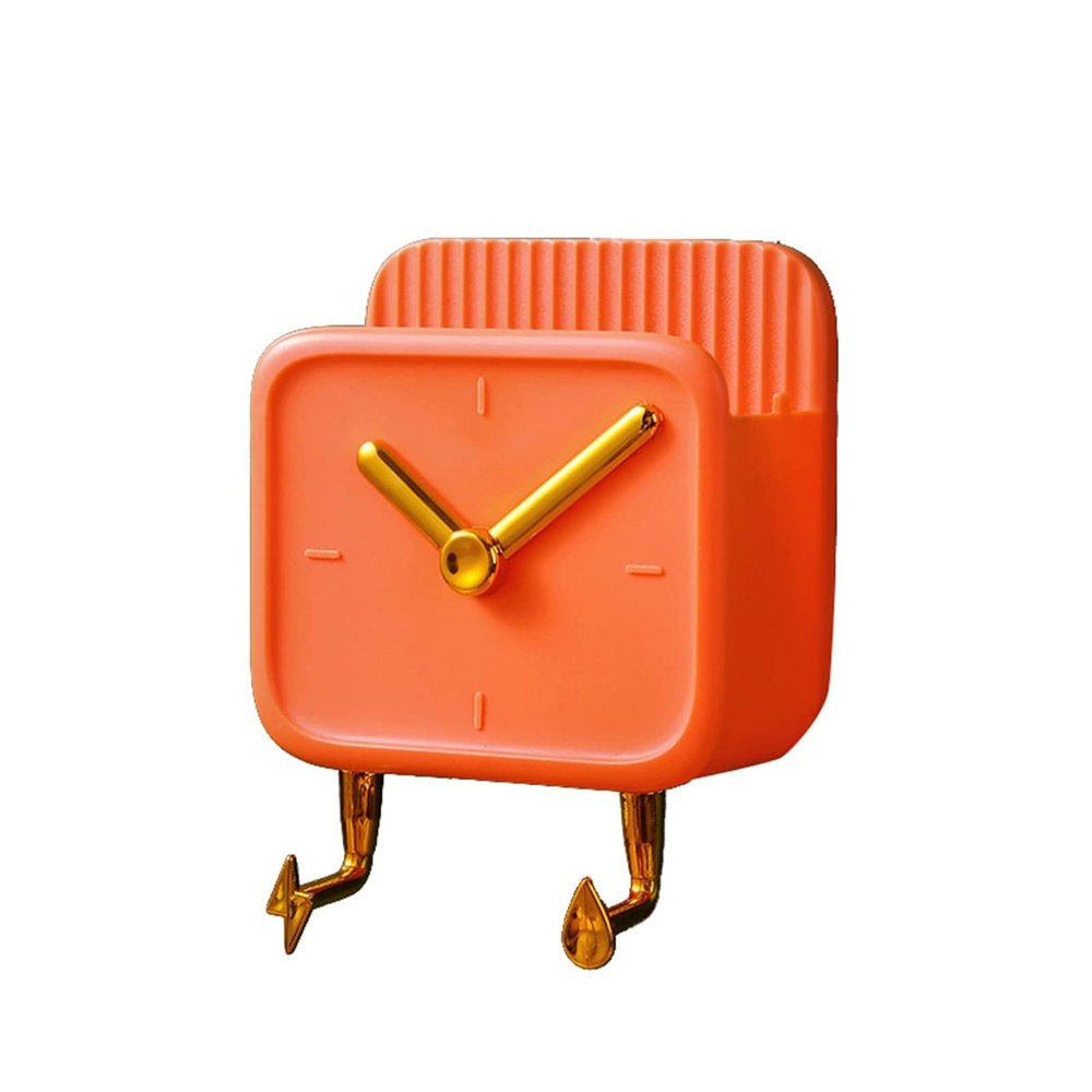 Cyrank Wall Mount Phone Holder with Adhesive, Wall Mounted Storage Box, Bed Side Shelf,Remote Control Stand Stick On Wall Shelf Wall Mounted Holder with 2 Hooks for Home Office(Orange)