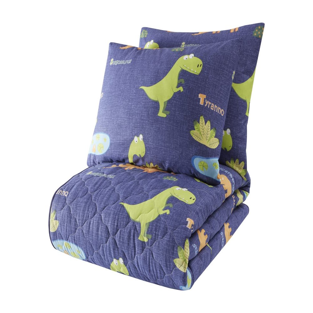 BONPERLA Animals Bedding Set, Full/Queen Size Bedspread Set, Dinosaur Navy Blue Themed Coverlet, Kids Boys Bedding, (Full/Queen)
