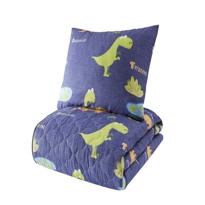 BONPERLA Animals Bedding Set, Twin Size Bedspread Set, Dinosaur Navy Blue Themed Coverlet, Kids Boys Bedding, (Twin)