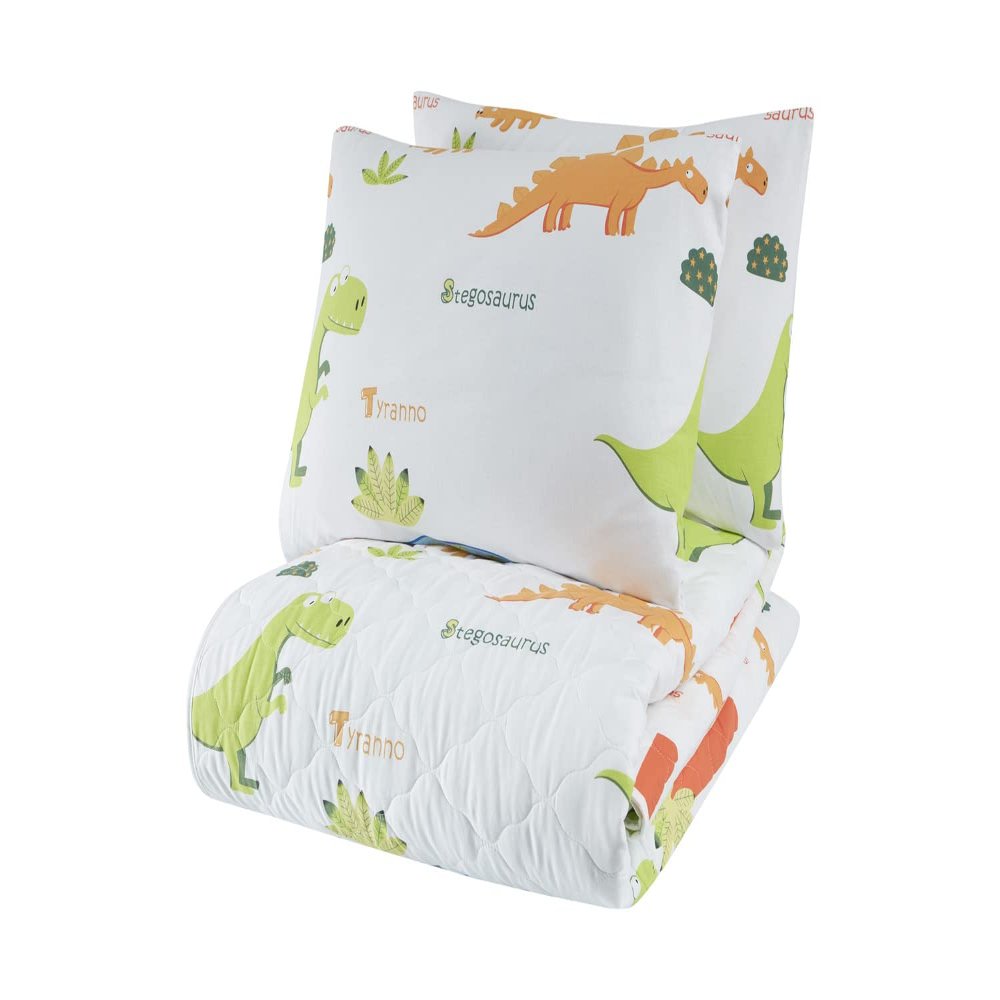 BONPERLA Animals Bedding Set, Full/Queen Size Bedspread Set, Dinosaur White Themed Coverlet, Kids Boys Bedding, (Full/Queen)